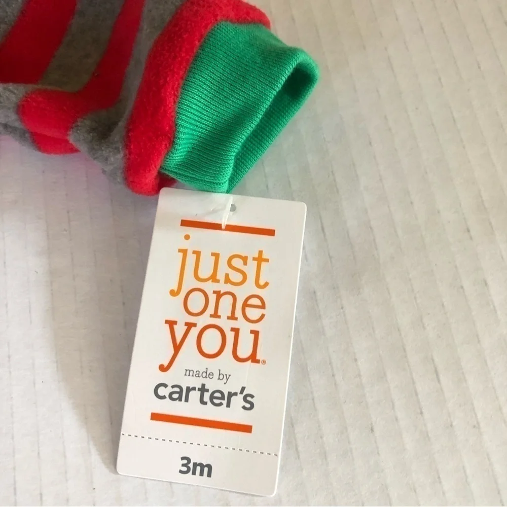 Carter’s Just One You Baby Boys' Reindeer Striped Fleece Footies Size 3M